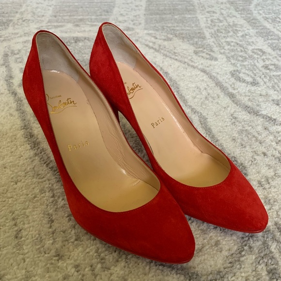 Louboutin 85mm red suede heels main image 7
